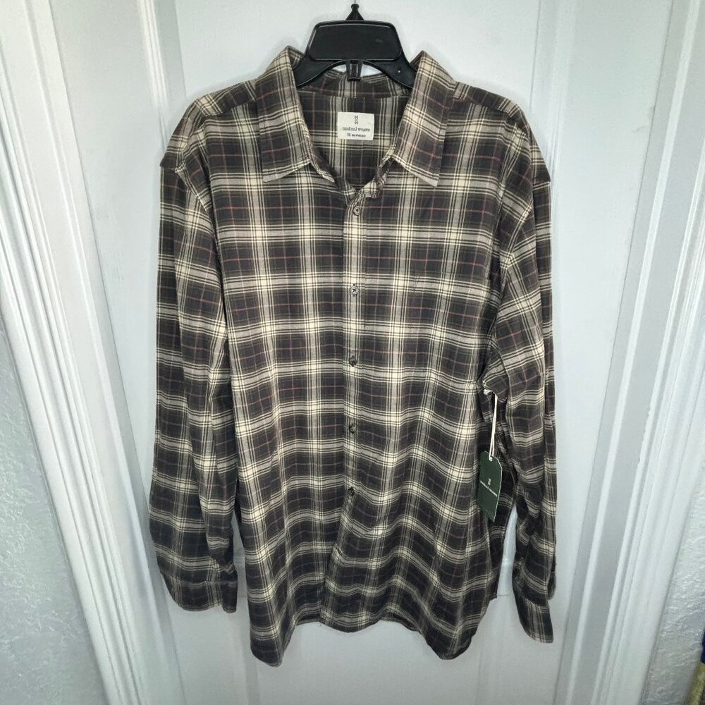Mutual Weave Men's Big & Tall Button Down Shirt Long Sleeve Plaid 2XL NEW